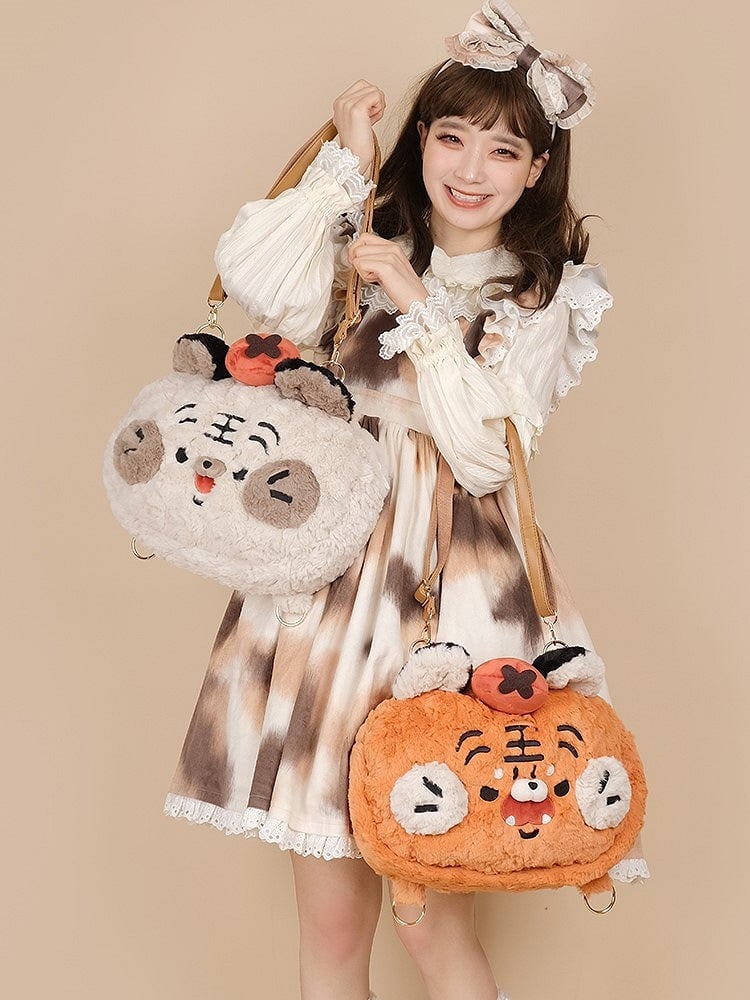 Tiger-shaped Sweet Backpack/Crossbody Plush Bag