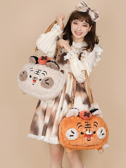Tiger-shaped Sweet Backpack/Crossbody Plush Bag