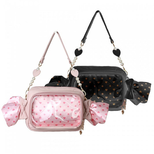 Black/Pink Candy Ita Bag Polk-dot and Sweetheart Pattern