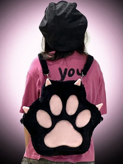 Black Plush Puppy Paw Bag
