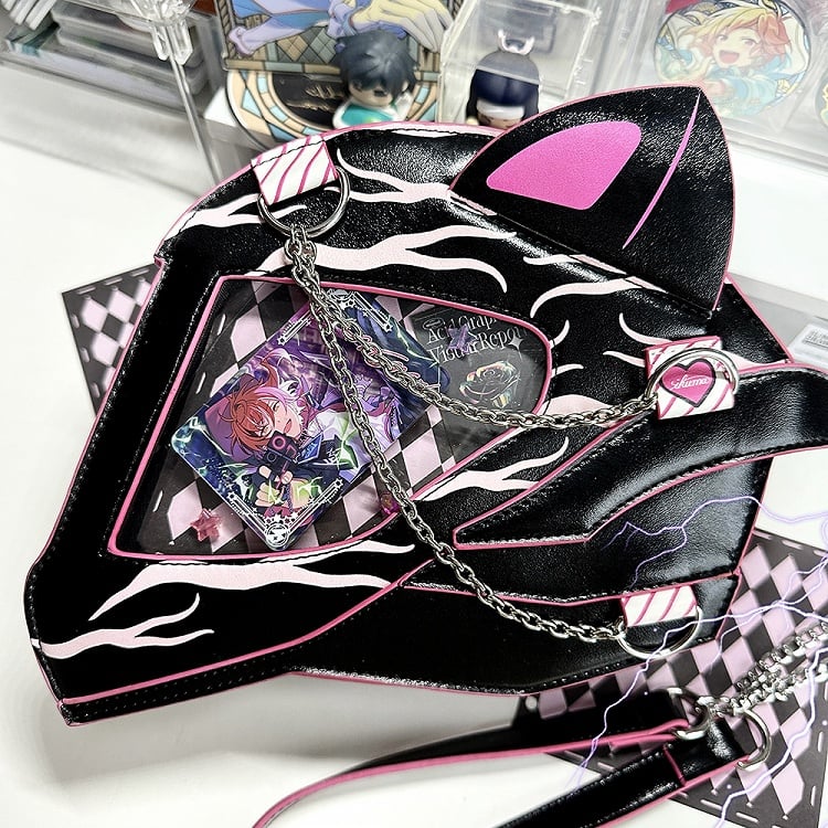 Cat Ear Design Helmet Shaped Ita Bag Black&Purple