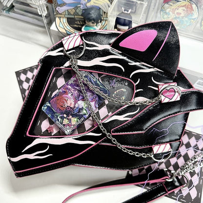 Cat Ear Design Helmet Shaped Ita Bag Black&Purple