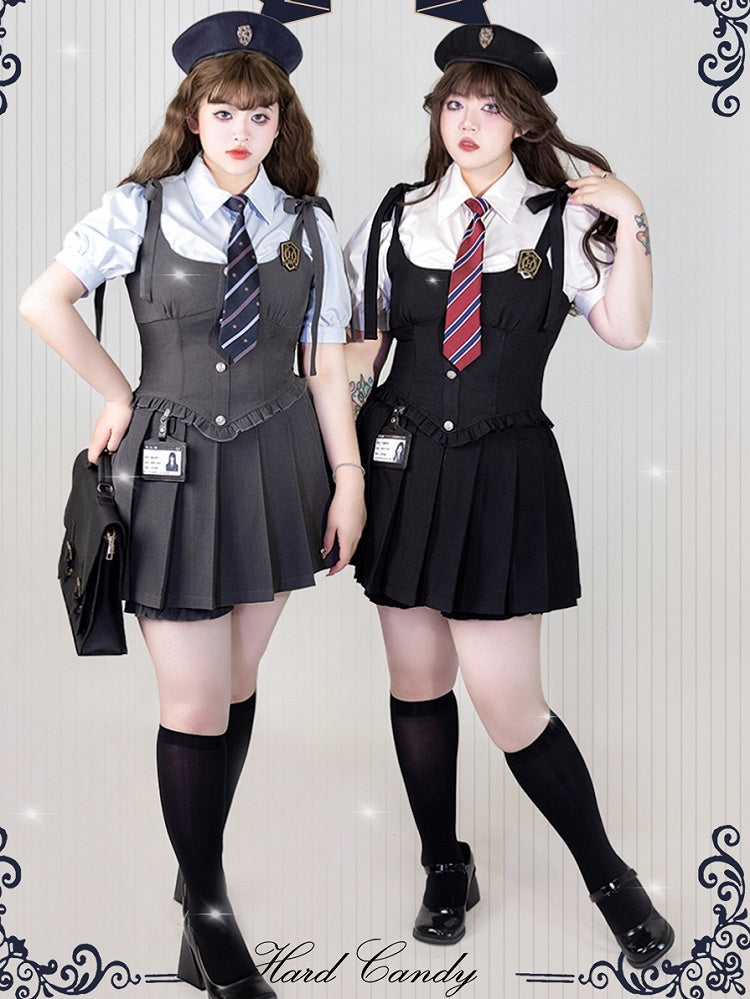 Plus Size Friendly Black Boned Waistcoat with Badge