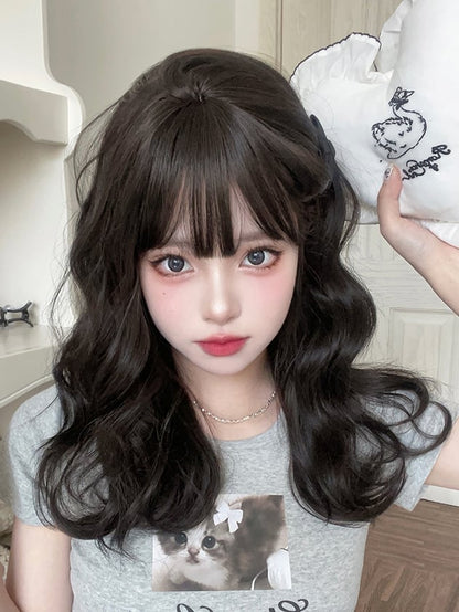 Clearance-Brown Long Wavy Synthetic Wig