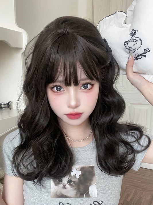 Clearance-Brown Long Wavy Synthetic Wig