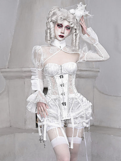 White Goth Bustier Corset Top Lace-up Back