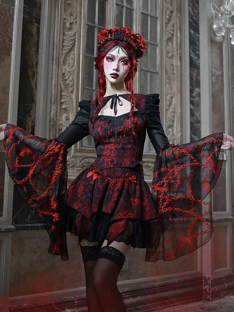 Romantic Goth Puffy Jacquard Skirt
