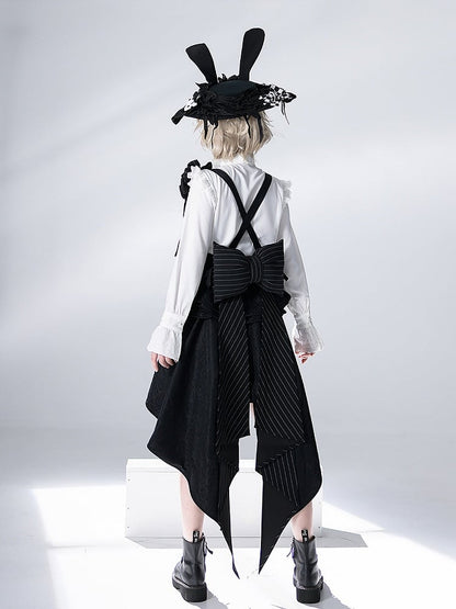 Bunny Theater Jacquard Black Train Corset with Bowknot Straps