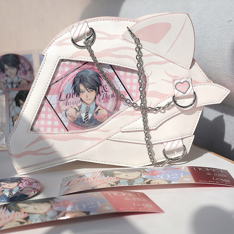 Cat Ear Design Helmet Shaped Ita Bag White&Pink
