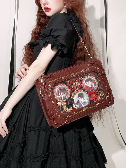 Zip Closure Vintage Picture Frame-shaped Lolita Crossbody Itabag