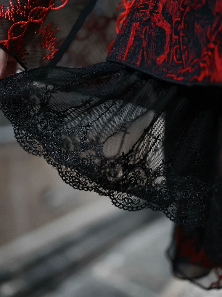Romantic Goth Puffy Jacquard Skirt