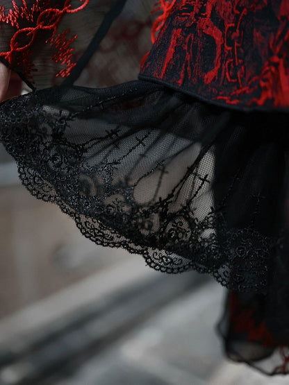 Romantic Goth Puffy Jacquard Skirt