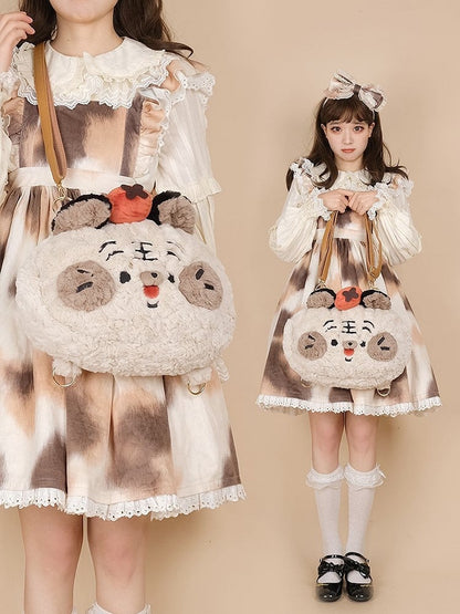 Tiger-shaped Sweet Backpack/Crossbody Plush Bag