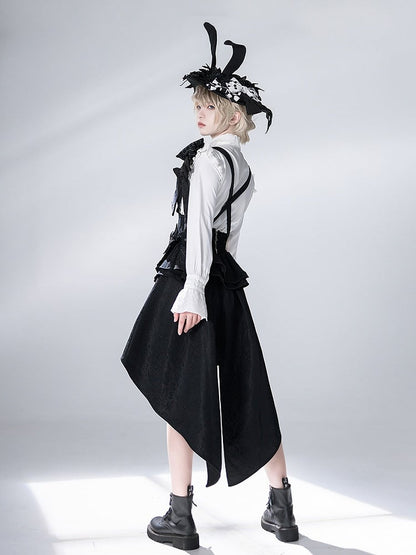 Bunny Theater Jacquard Black Train Corset with Bowknot Straps