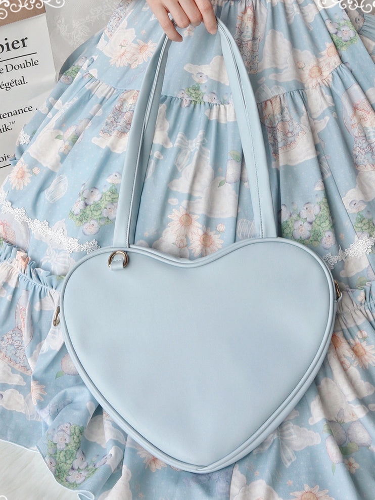 Large Size Heart-shaped Zip Closure Sweet Shoulder Bag