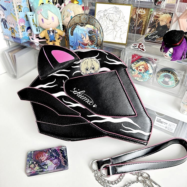 Cat Ear Design Helmet Shaped Ita Bag Black&Purple