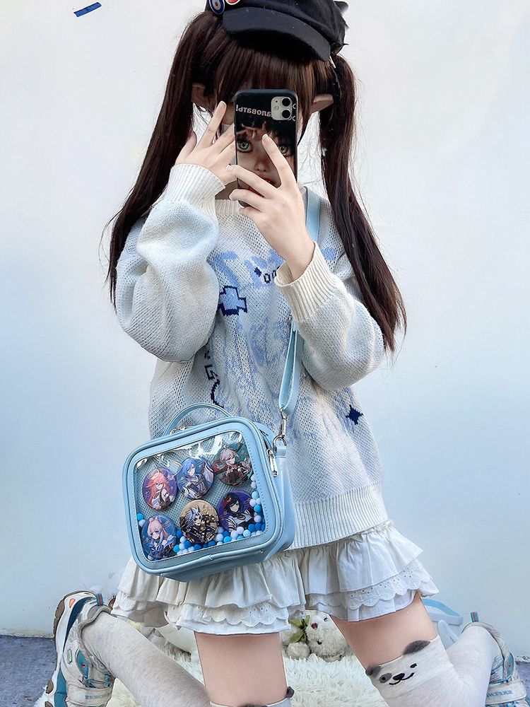 Sky Blue/Pink/Purple/White/Apricot PU Square Crossbody Ita Bag