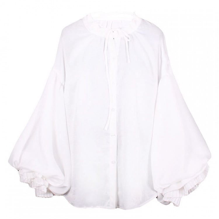 White Ballon Sleeves Vintage Blouse