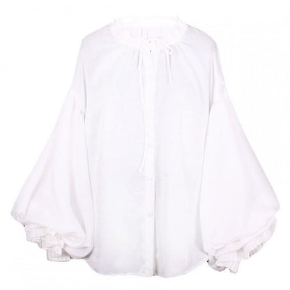 White Ballon Sleeves Vintage Blouse