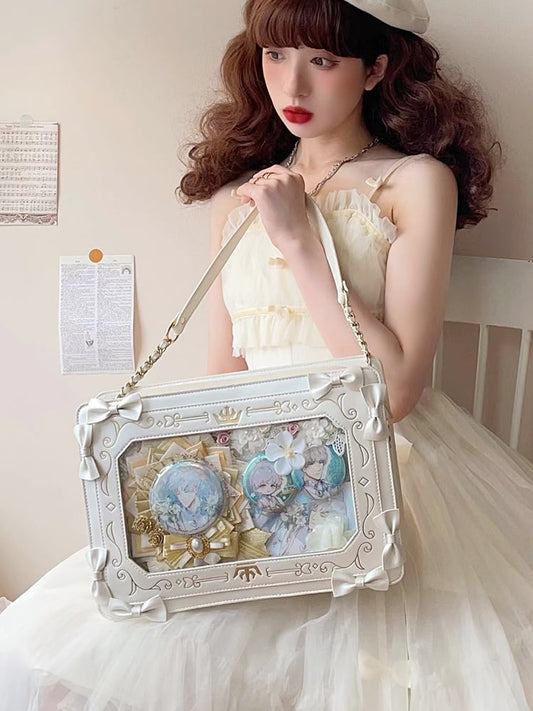 Zip Closure Vintage Picture Frame-shaped Lolita Crossbody Itabag