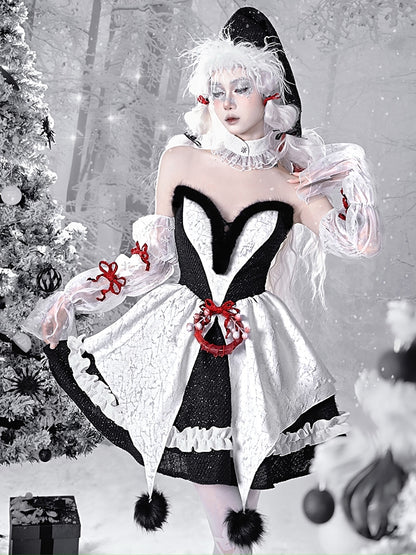 Gothic Christmas Plush Sweetheart Neckline Bouffant Dress/Full Set